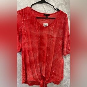 Sami& Jo red top with sequins .women’s size Small